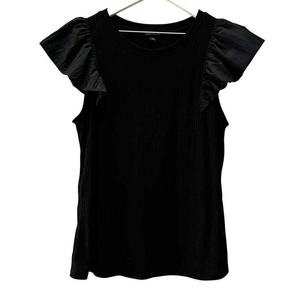 TORRID Black Ribbed Knit Ruffle Sleeve Top Womens Plus Size 2 (2XL)